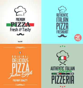 izza logos design vector material 03 Exquisite pizza logos design vector material 03