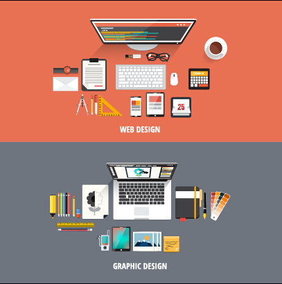 Flat office business template vector material 01