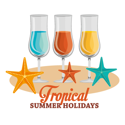 Flat styles summer holiday vintage background vector 14