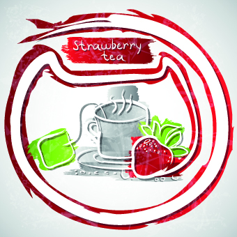 Different Fruit tea design vector 03