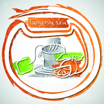 Different Fruit tea design vector 04