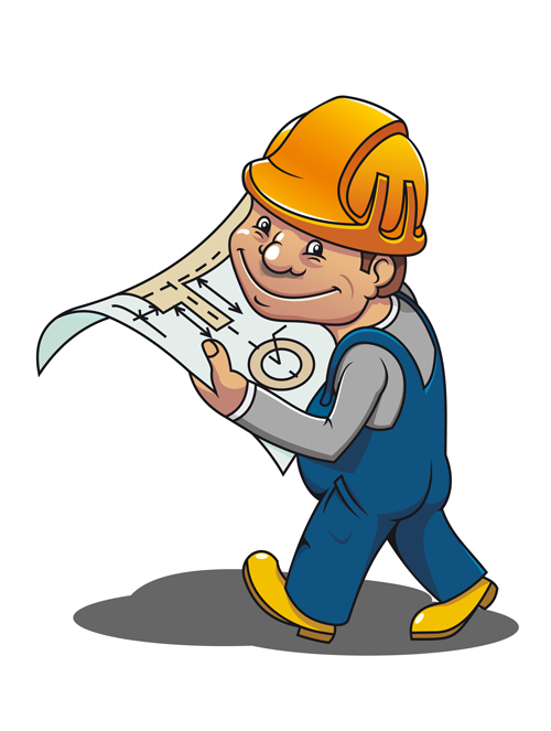 Funny cartoon builders vector illustration 01
