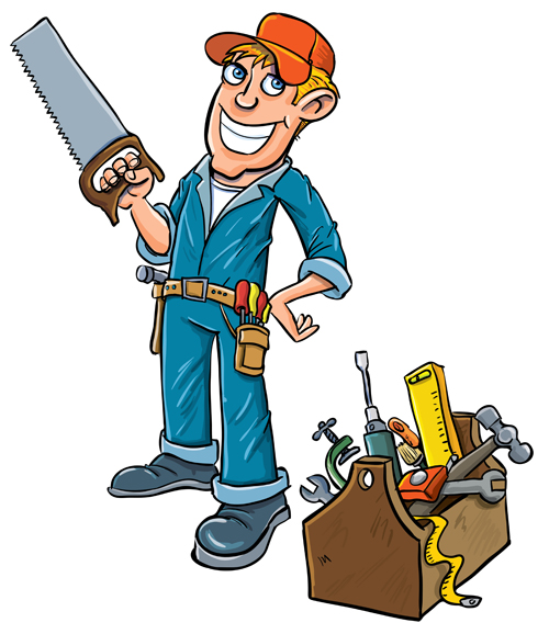 Funny cartoon builders vector illustration 03