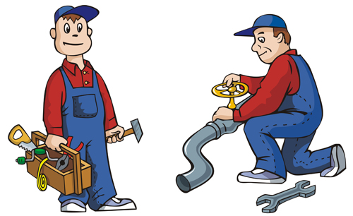Funny cartoon builders vector illustration 04