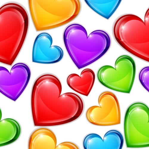 Glass textured heart shapes Valentines Day pattern
