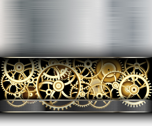 Golden gear and metallic background vector