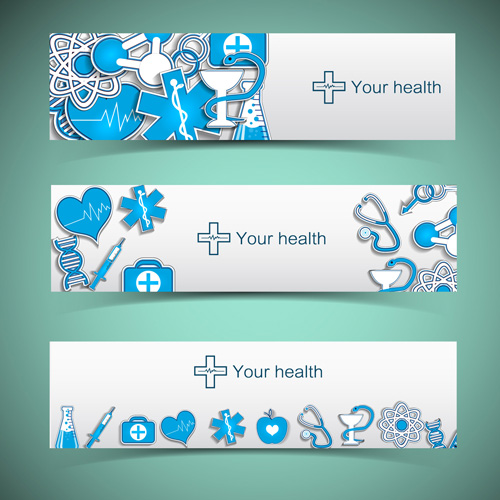Medical elements vector banner 02