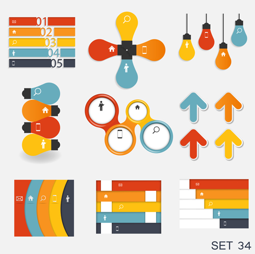 Modern infographics elements illustration vector 03
