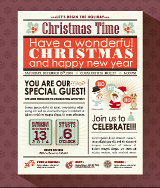 Newspaper style christmas background vector