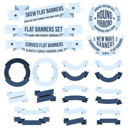 Origami ribbon banners vector design 01