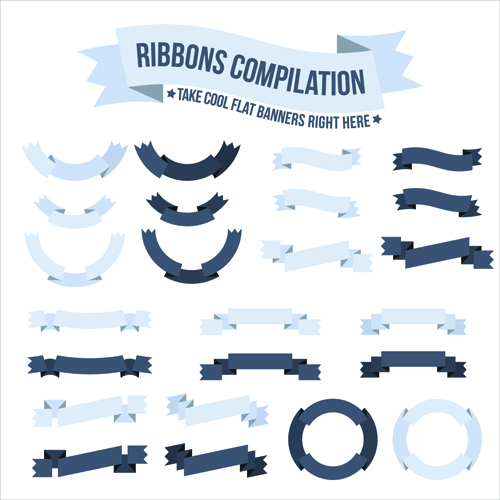 Origami ribbon banners vector design 02