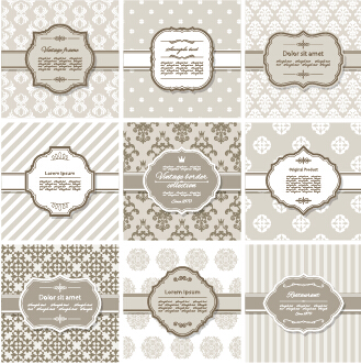 Ornate pattern with frames vintage background vector 04