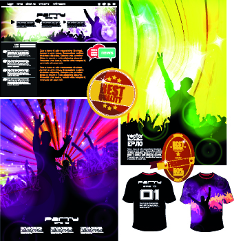 Party background with people silhouettes vector 02