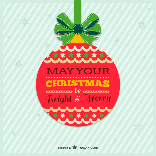 Red christmas ball and green bow vector