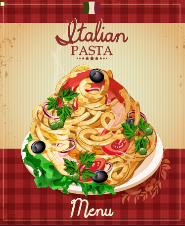o italian pasta menu cover vector 01 Retro italian pasta menu cover vector 01