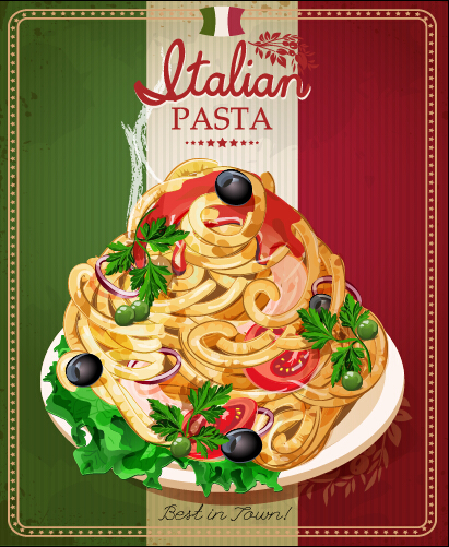 o italian pasta menu cover vector 03 Retro italian pasta menu cover vector 03