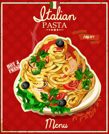 o italian pasta menu cover vector 05 Retro italian pasta menu cover vector 05