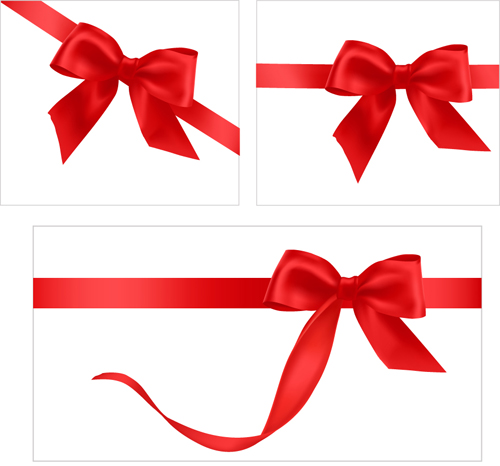 Gift card with red ribbons design vector 05
