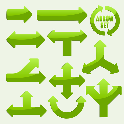 Set of modern arrows design vector material 01