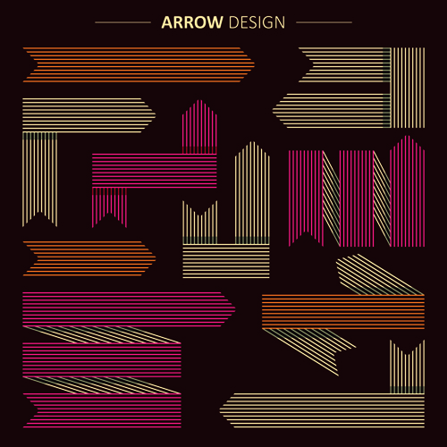Set of modern arrows design vector material 05