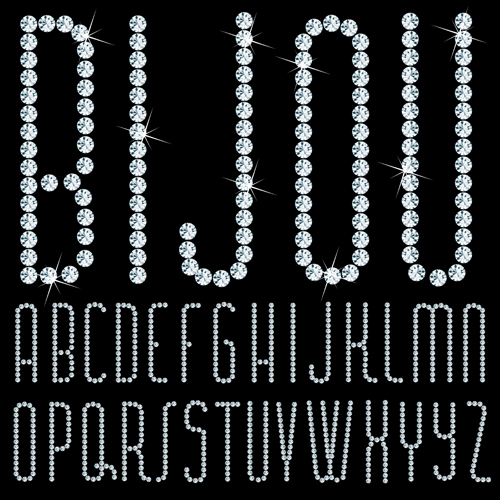 Shining diamond letters vector material 03