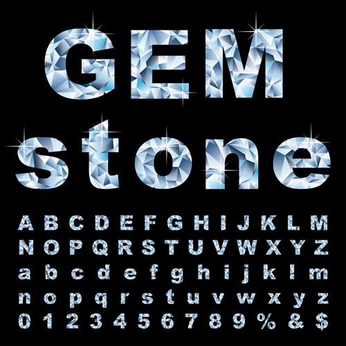 Shining diamond letters vector material 04