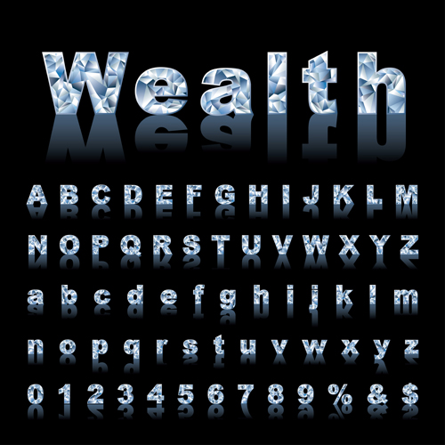 Shining diamond letters vector material 05