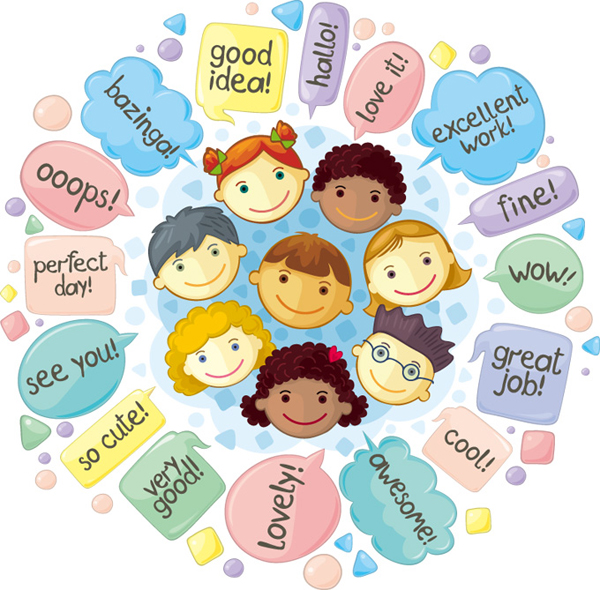 Shiny cartoon speech bubbles vector material 02