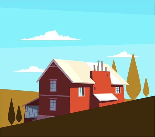Simple houses vectors design 01
