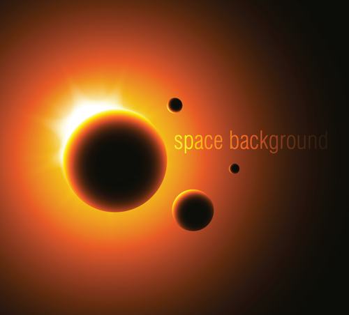 Space Object backgrounds vector set 02