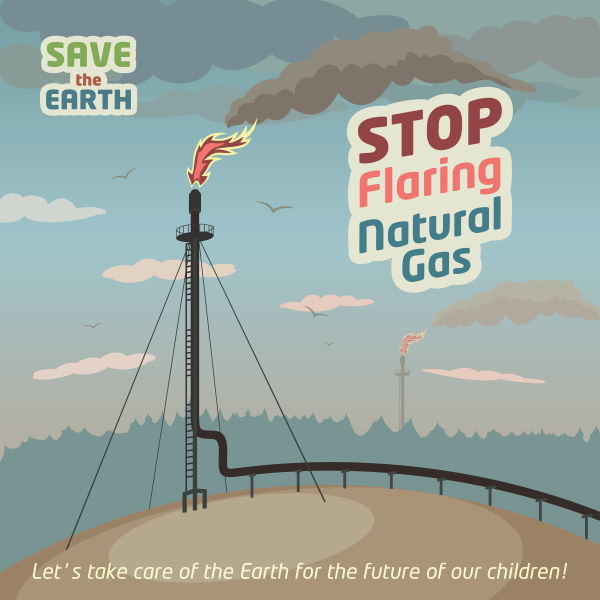 Stop flaring natural gas poster vector