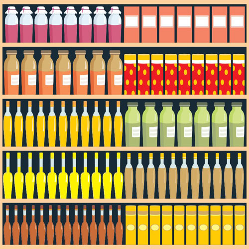 Supermarket food shelf vector material 01