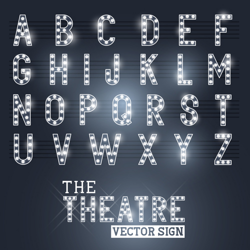 theatre neon light alphabet 