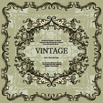 Vintage frame with floral elements vector 01