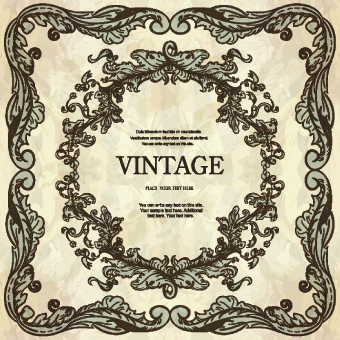 Vintage frame with floral elements vector 02