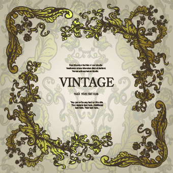 Vintage frame with floral elements vector 05