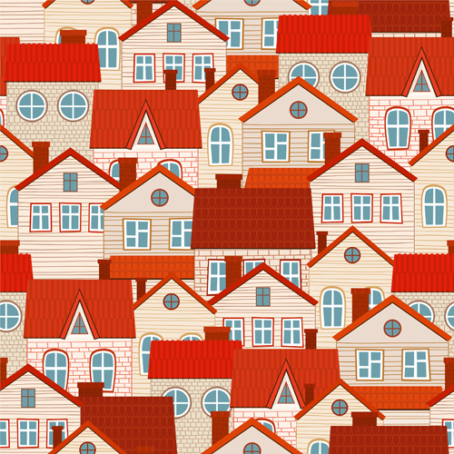 Vintage house seamless pattern vector 02