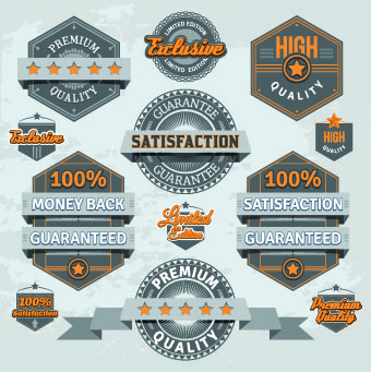 Vintage money back guarantee labels vector 03
