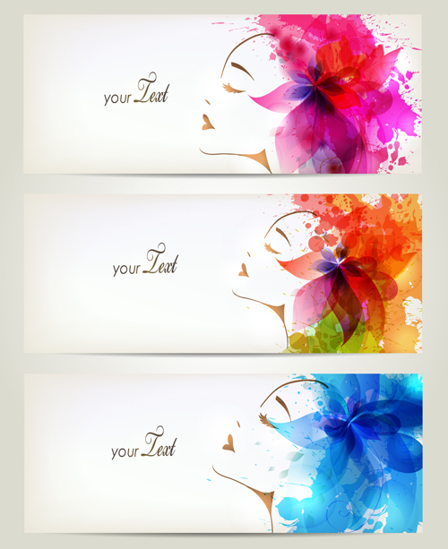 Watercolor floral woman creative design 03