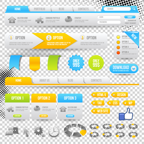 Web navigation with button elements vector illustration
