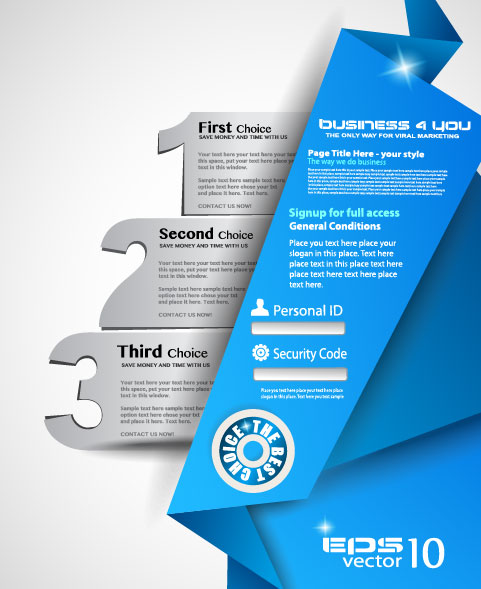 Set of Origami web design elements vector 04