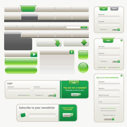 blank web navigation button with login windows vector