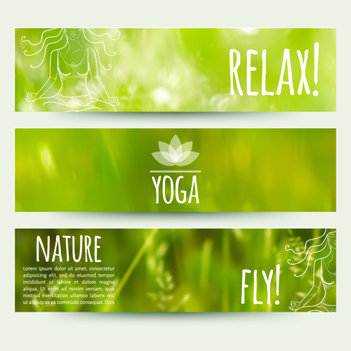 blurred green summer banner vector 03
