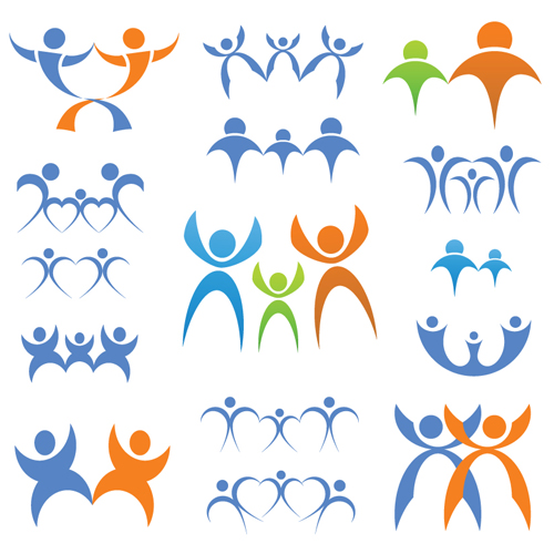 Set of Different family logos vector 04