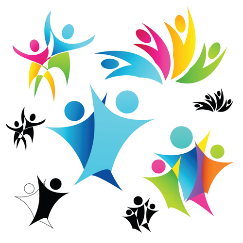 Set of Different family logos vector 05