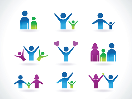 Set of Different family logos vector 06