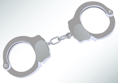 Set of Handcuffs design elements vector material 04