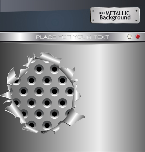 Set of Metal background with hole design vector 02
