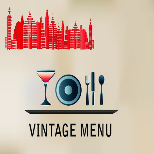 Elements of Vintage Menu cover design vector 04
