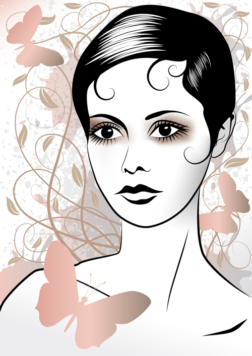 Fashion woman abstract design vector 04